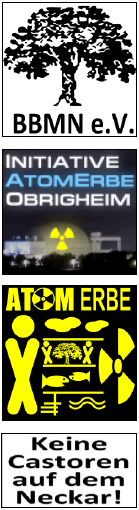 Logos der Initiativen gegen Castoren auf dem Neckar